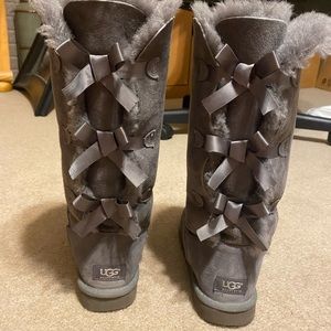 Bailey Bow gray tall UGGS already treated with UGG shoe protectant